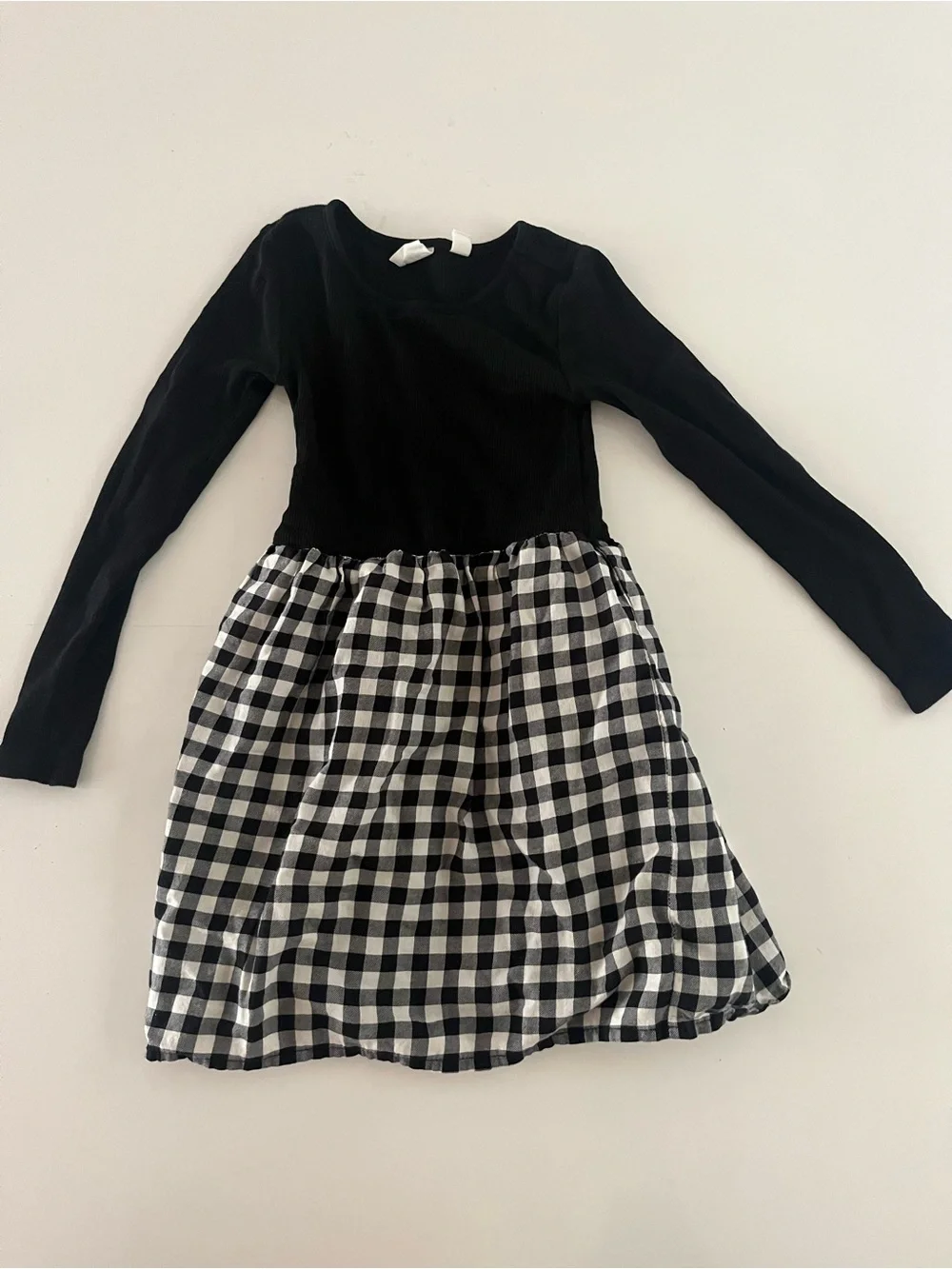 GAP Black Top with Black & White Gingham Skirt Kids Dress